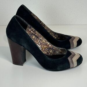 Missoni for Target Black Brown Suede Mod Block Heels 7
